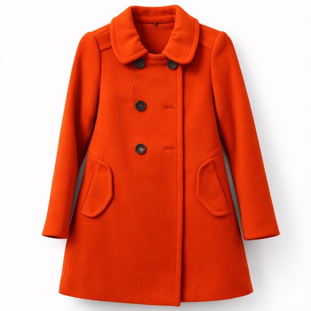 Authentic Red Wool Peacoat Women’s Double Breasted Winter Coat S/M